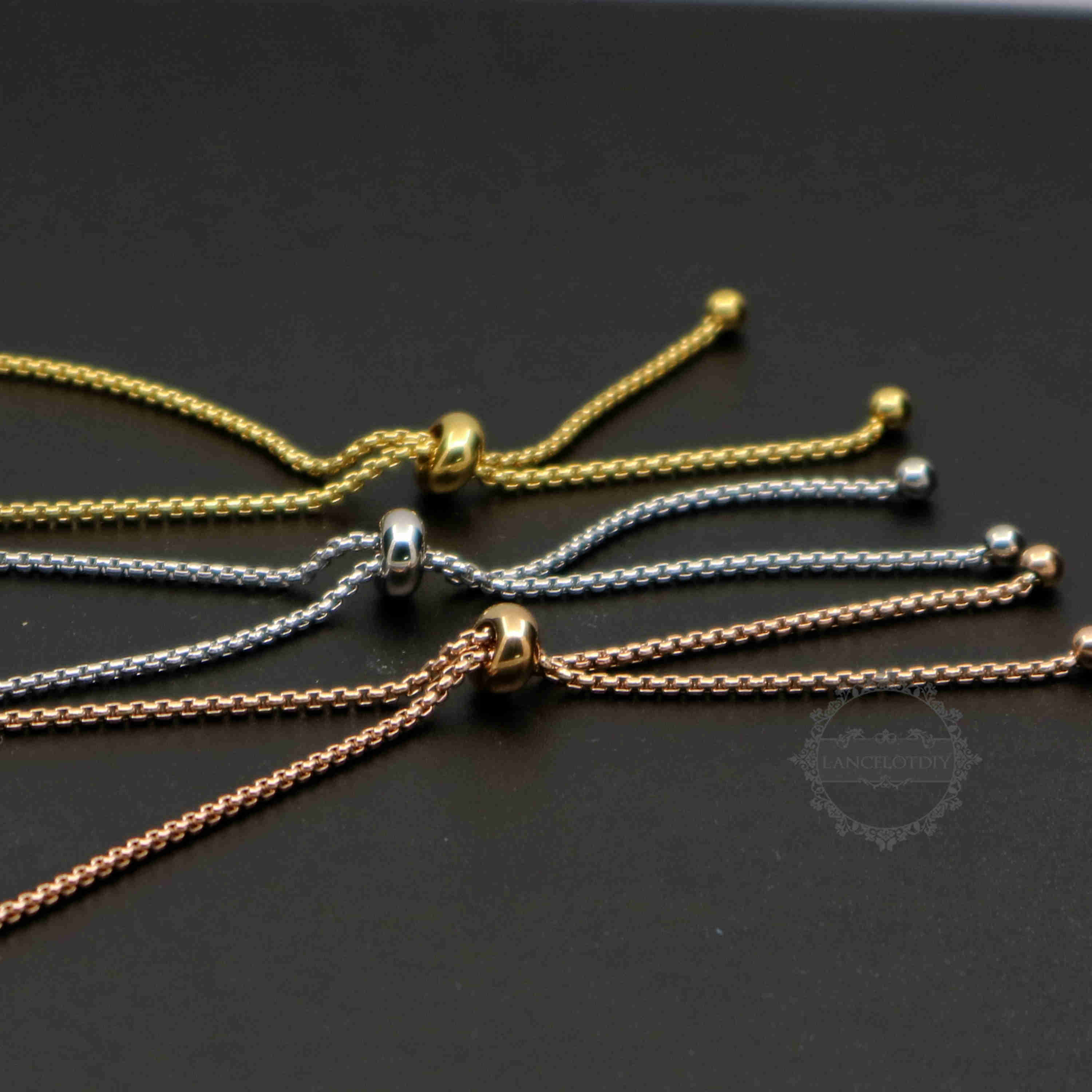 1pcs 11cm long rose gold silver stainless steel DIY charm bracelet with 1.8mm thick box chain adjustable bracelet supplies 1900187 - Click Image to Close